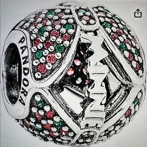 Pandora Disney 2015 Minnie's Red Green Holiday Bow Sterling Silver Charm NEW